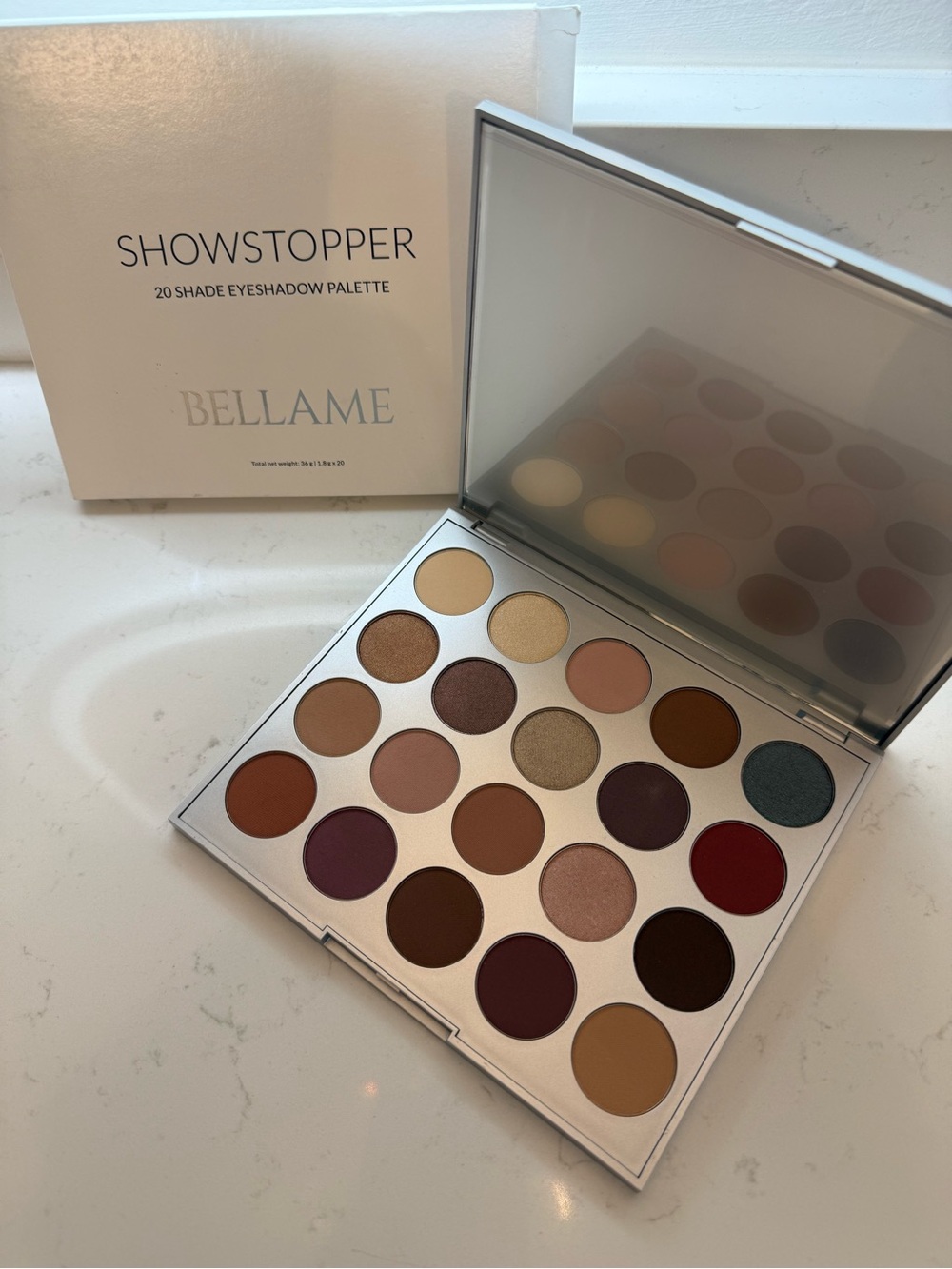 Bellame Showstopper 20-Shade Eyeshadow Palette - Neutral & Warm Shades